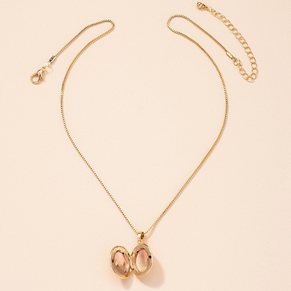 Gold Plated Snake Chain Locket Necklace - Picture 2 of 4